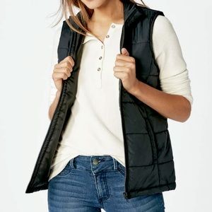 Nylon Quilted Vest (Black) | JustFab